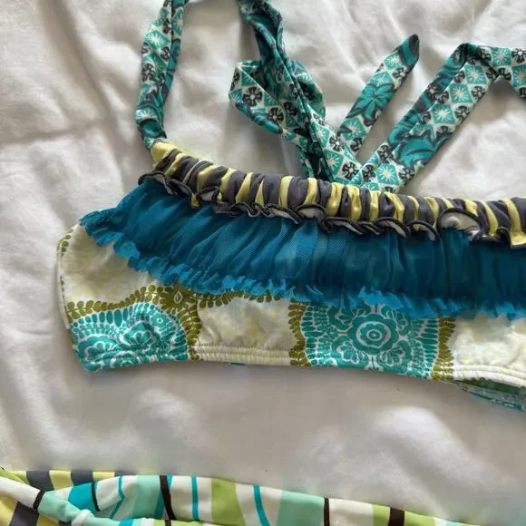 MAAJI Reversible Blue and Green Bikini Size Small comfort summer spring round - Picture 2 of 4